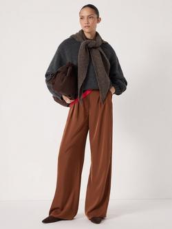 HUSH Lya Twill Wide Leg Trousers, Toffee Brown
