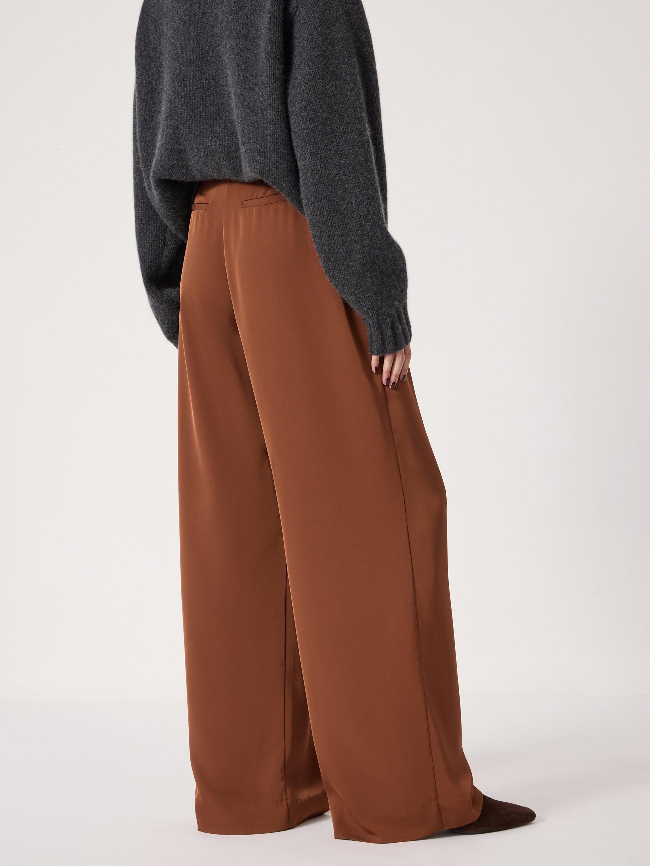 Product image 2 of 6, which shows HUSH Lya Twill Wide Leg Trousers, Toffee Brown, 10R