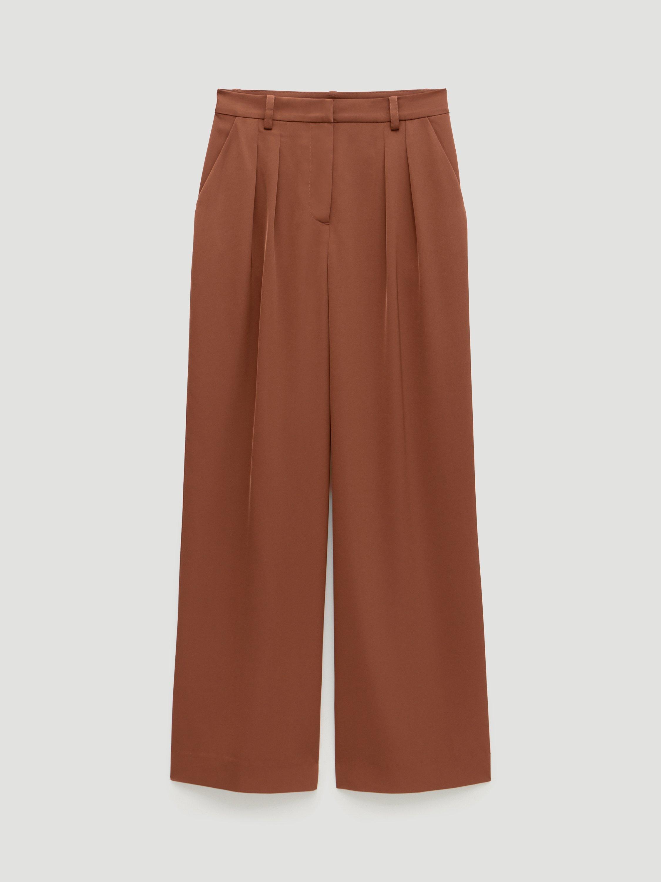 Product image 4 of 6, which shows HUSH Lya Twill Wide Leg Trousers, Toffee Brown, 10R