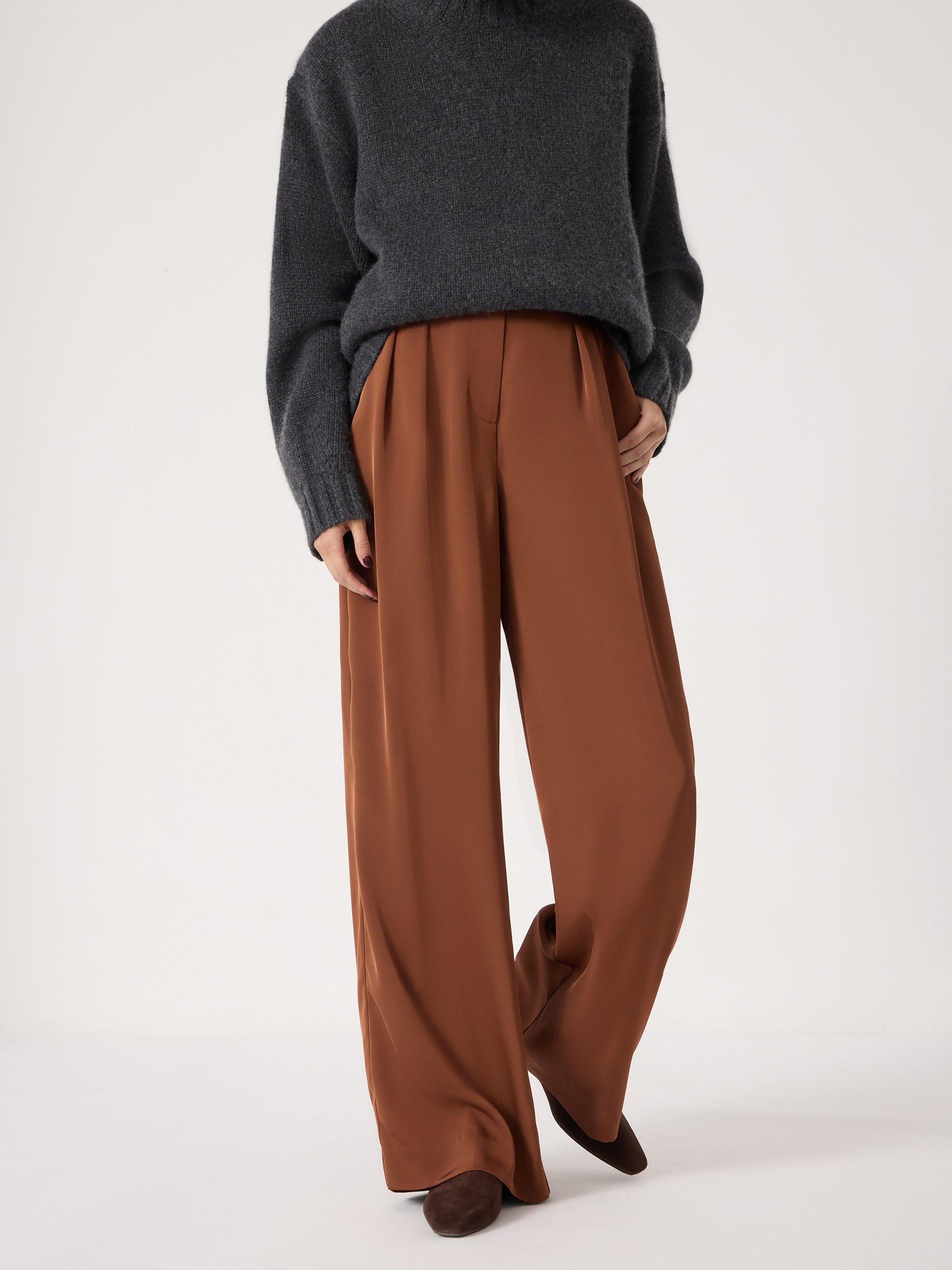 Product image 6 of 6, which shows HUSH Lya Twill Wide Leg Trousers, Toffee Brown, 10R