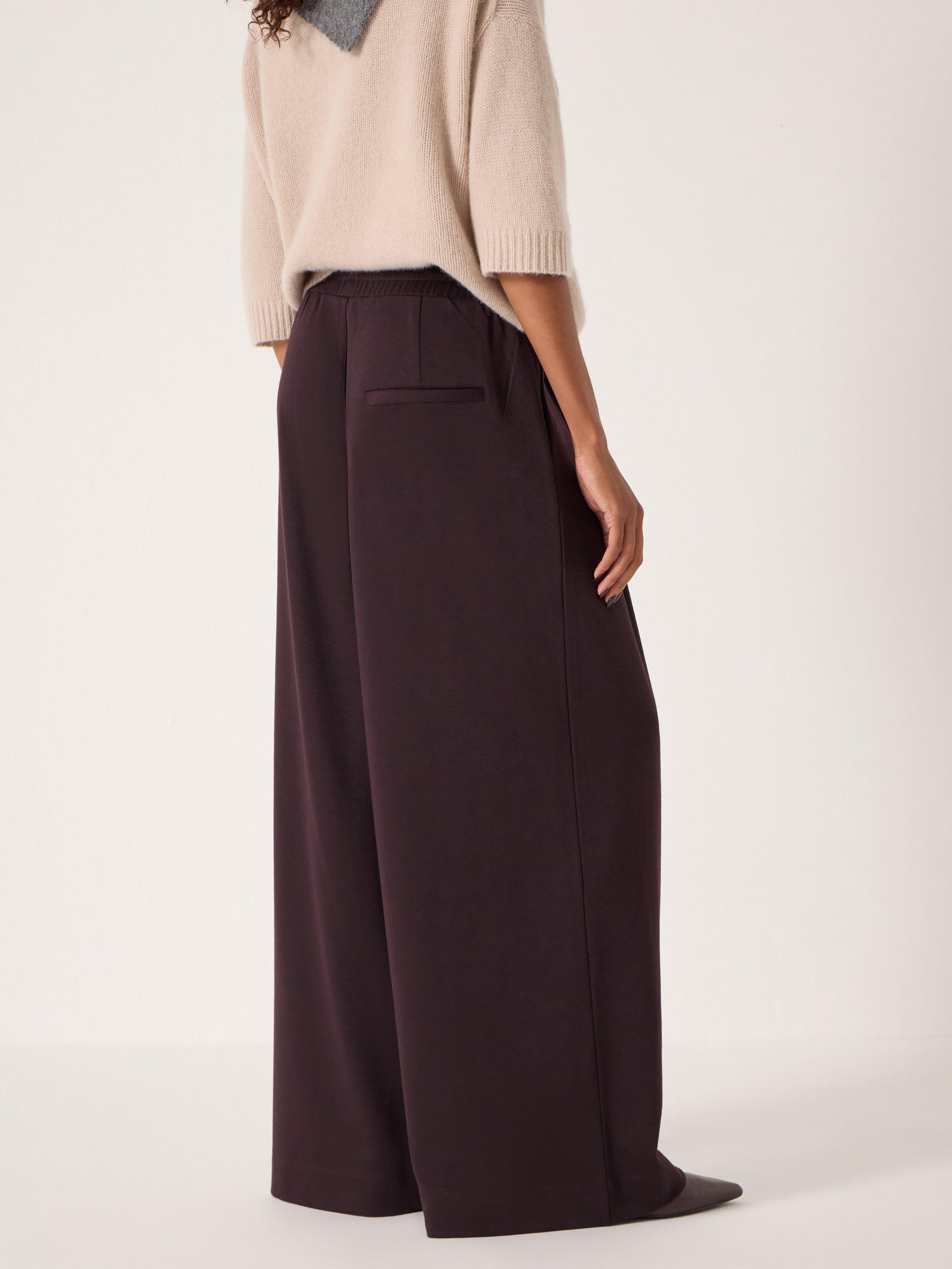 Product image 3 of 5, which shows HUSH Taylor Wide Leg Trousers, Dark Plum Purple, L-XL