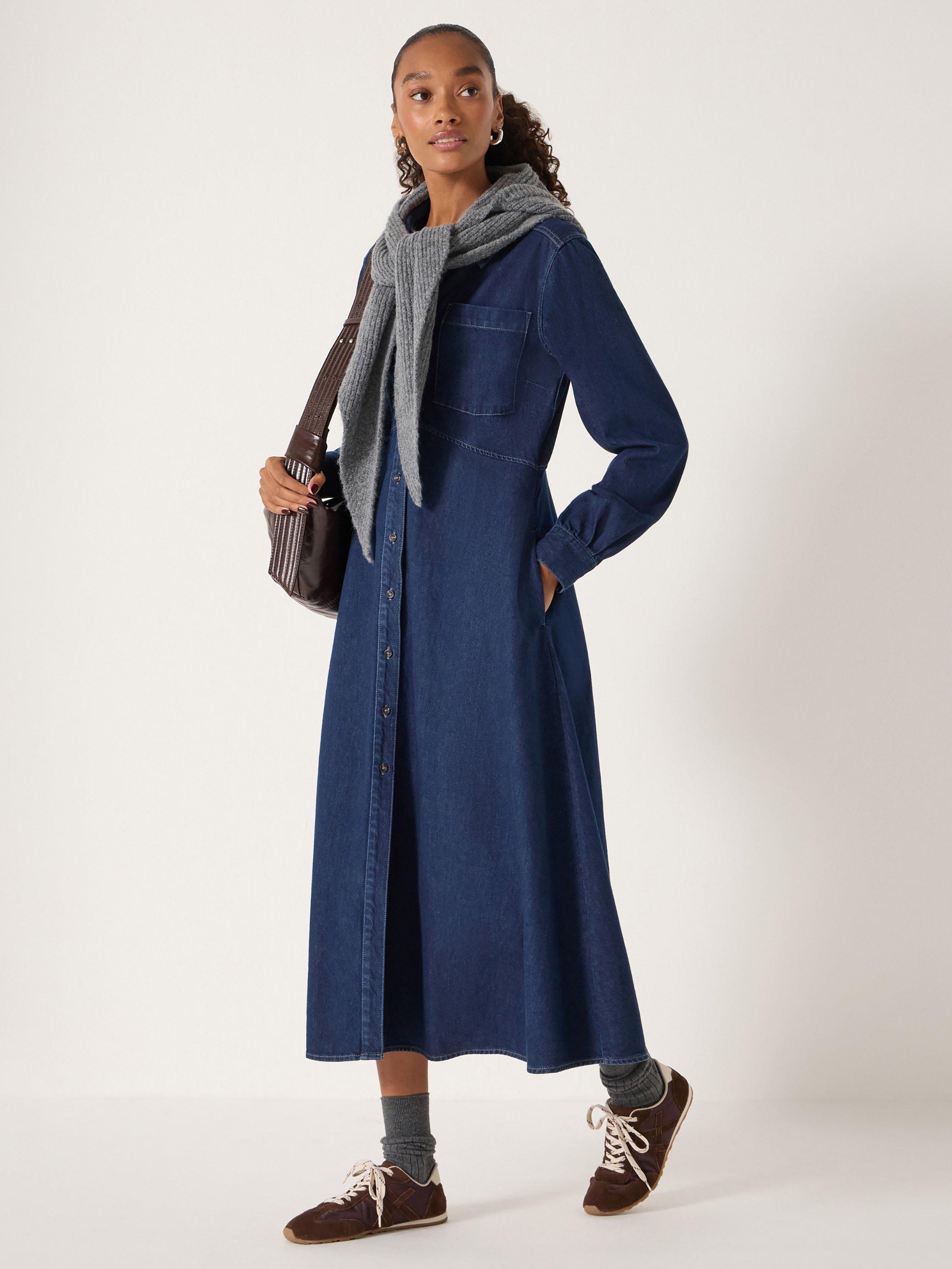 HUSH Long Sleeve Denim Shirt Dress, Rinse Wash