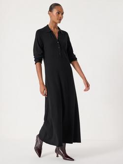 HUSH Polo Knit Midi Shirt Dress, Black