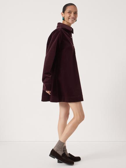 HUSH Corduroy Long Sleeve Mini Shirt Dress - view 2, Burgundy Purple