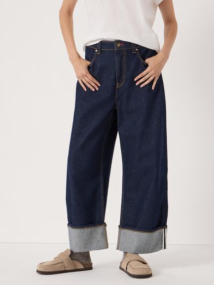 HUSH Faith Mid Rise Barrel Leg Jeans, Blue Wash, Blue Wash