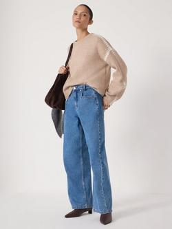 HUSH Saskia Cotton Barrel Jeans - view 2, Mid Blue