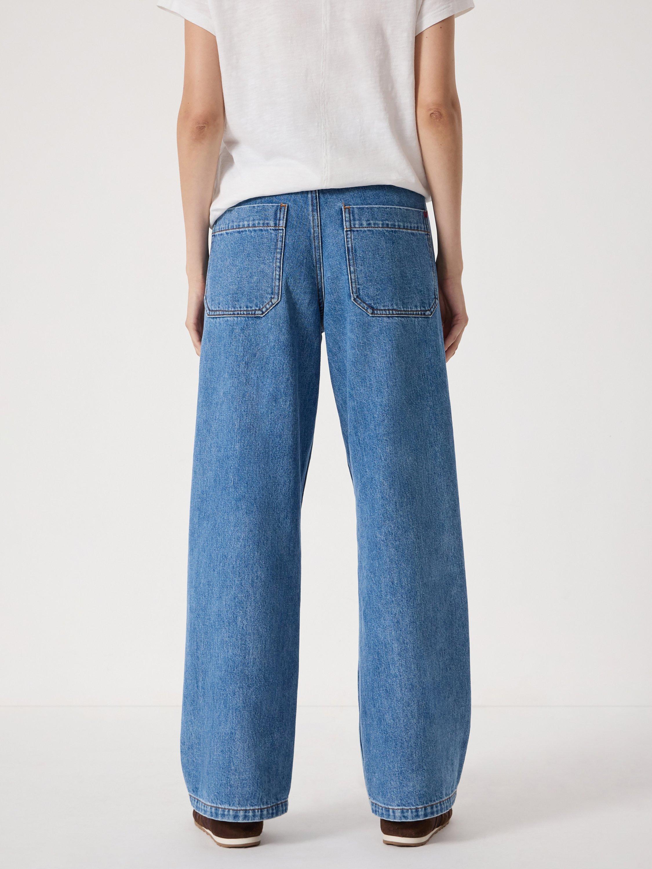 Product image 3 of 6, which shows HUSH Saskia Cotton Barrel Jeans, Mid Blue, 10R