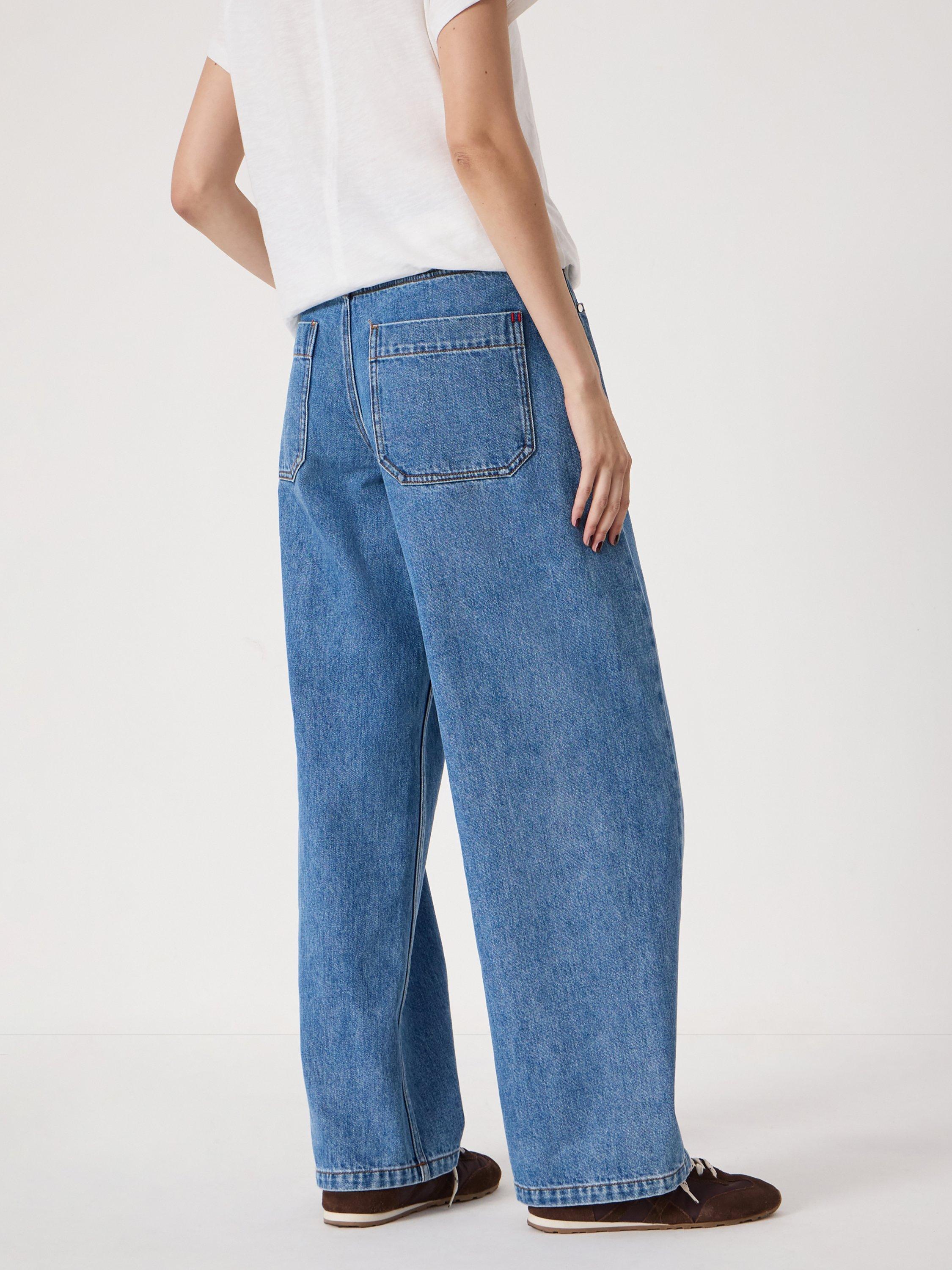 Product image 4 of 6, which shows HUSH Saskia Cotton Barrel Jeans, Mid Blue, 10R