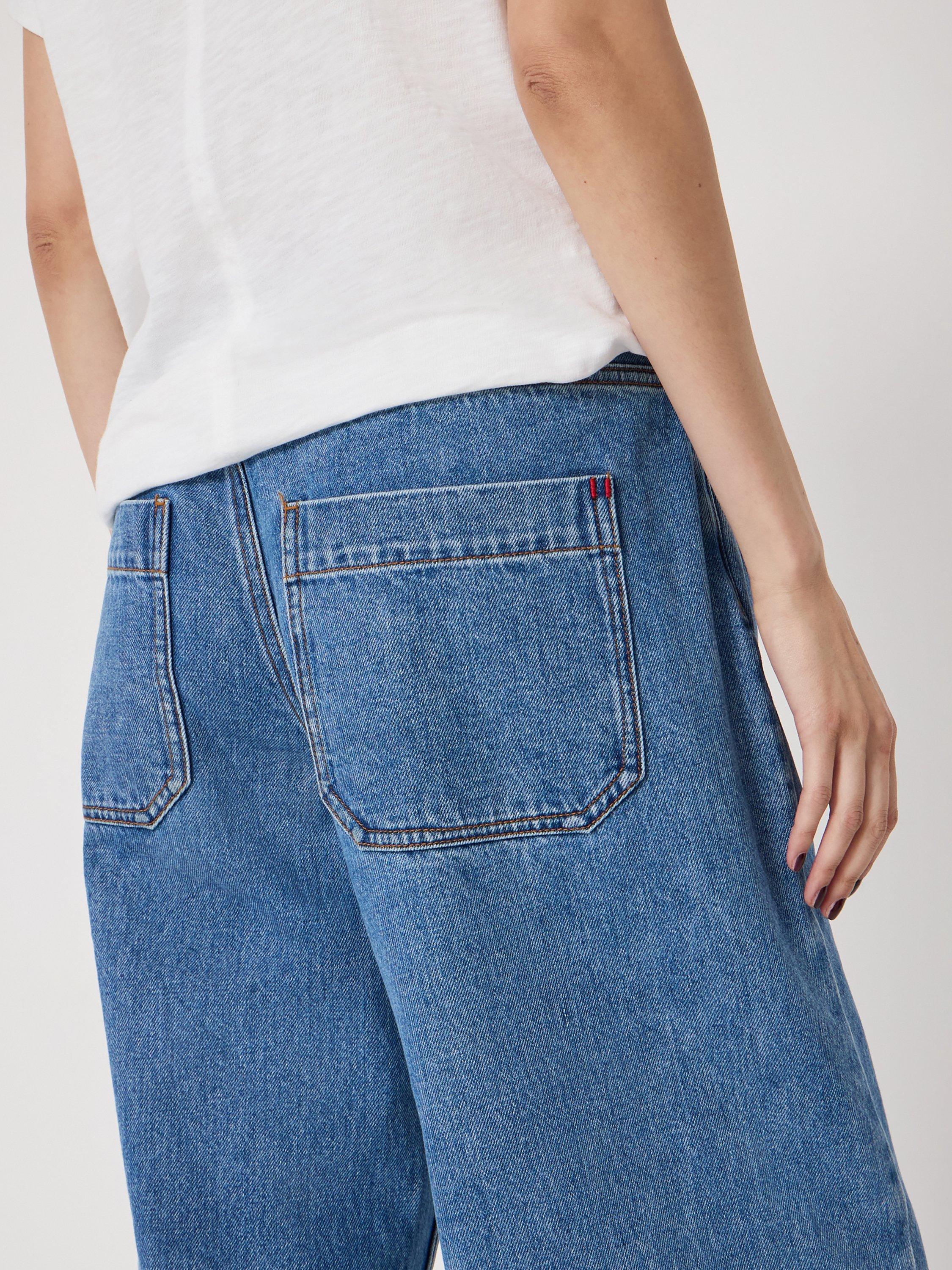 Product image 5 of 6, which shows HUSH Saskia Cotton Barrel Jeans, Mid Blue, 10R