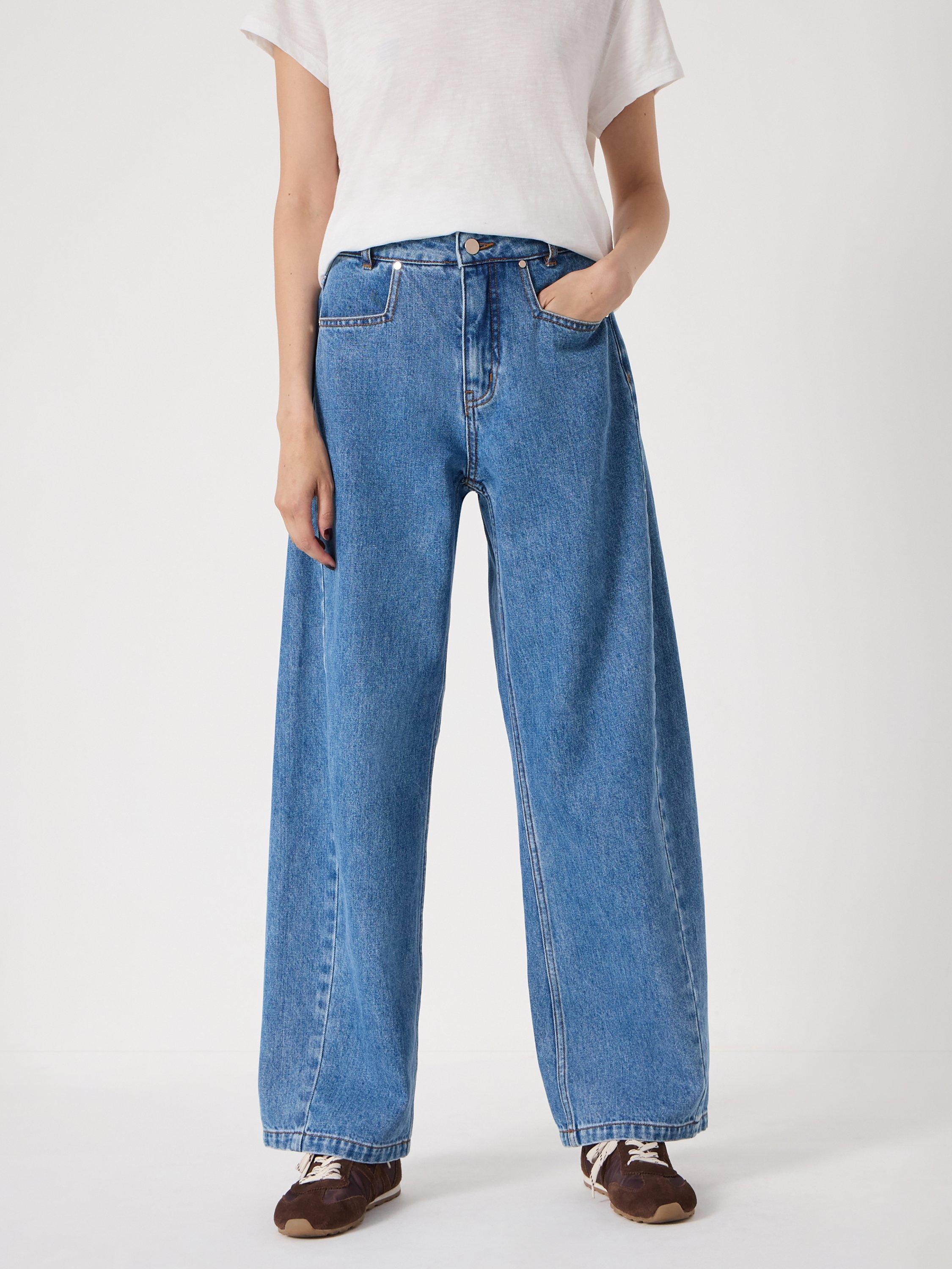 Product image 6 of 6, which shows HUSH Saskia Cotton Barrel Jeans, Mid Blue, 10R