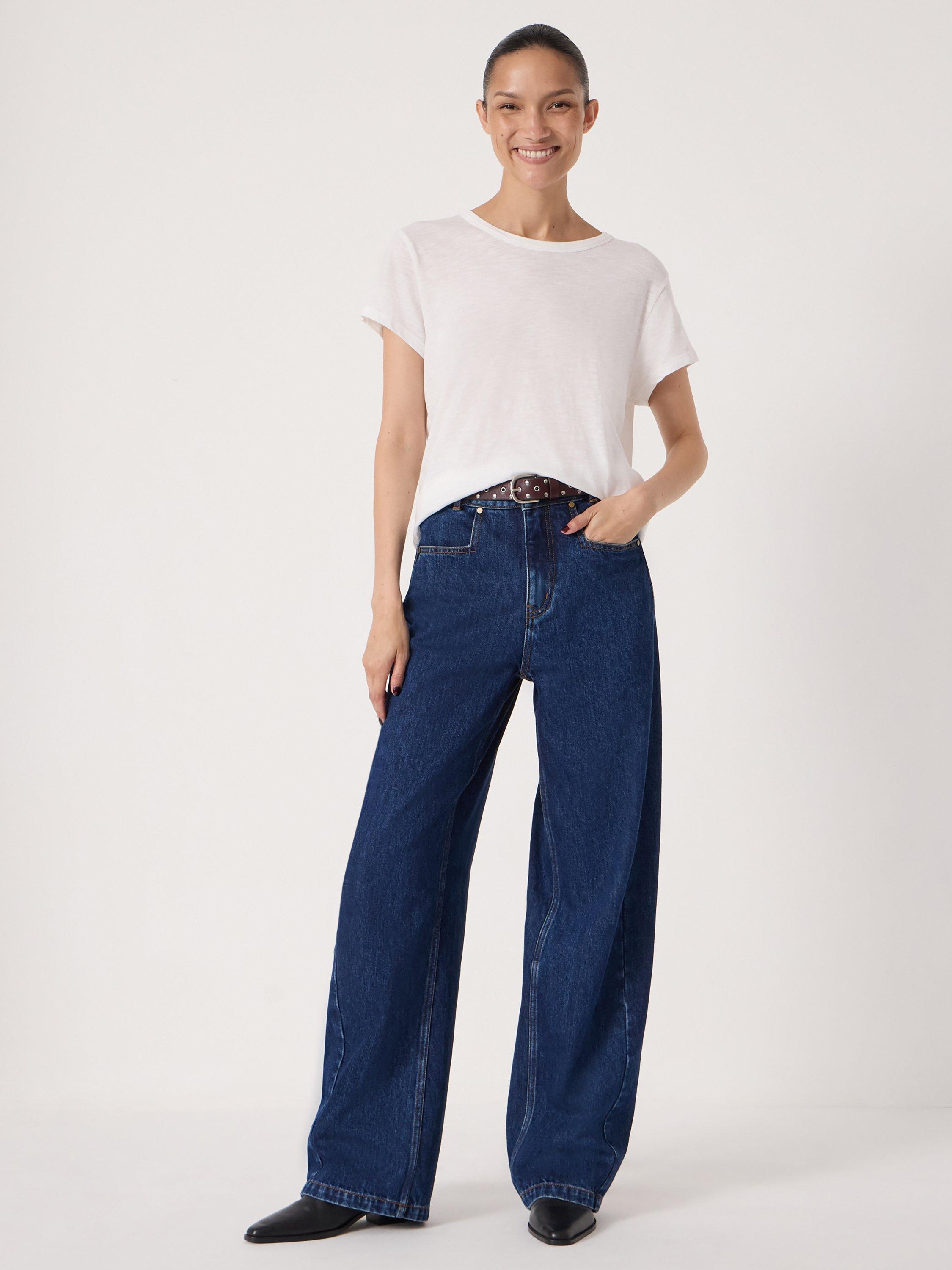 Product image 2 of 7, which shows HUSH Saskia Cotton Barrel Jeans, Blue Washed, 4R