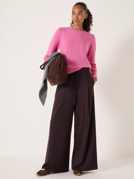 HUSH Gathered Shoulder Wool Blend Jumper - view 2, Bright Pink