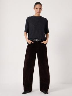 HUSH Velvet Bree Cotton Barrel Jeans, Dark Brown - view 2, Dark Brown