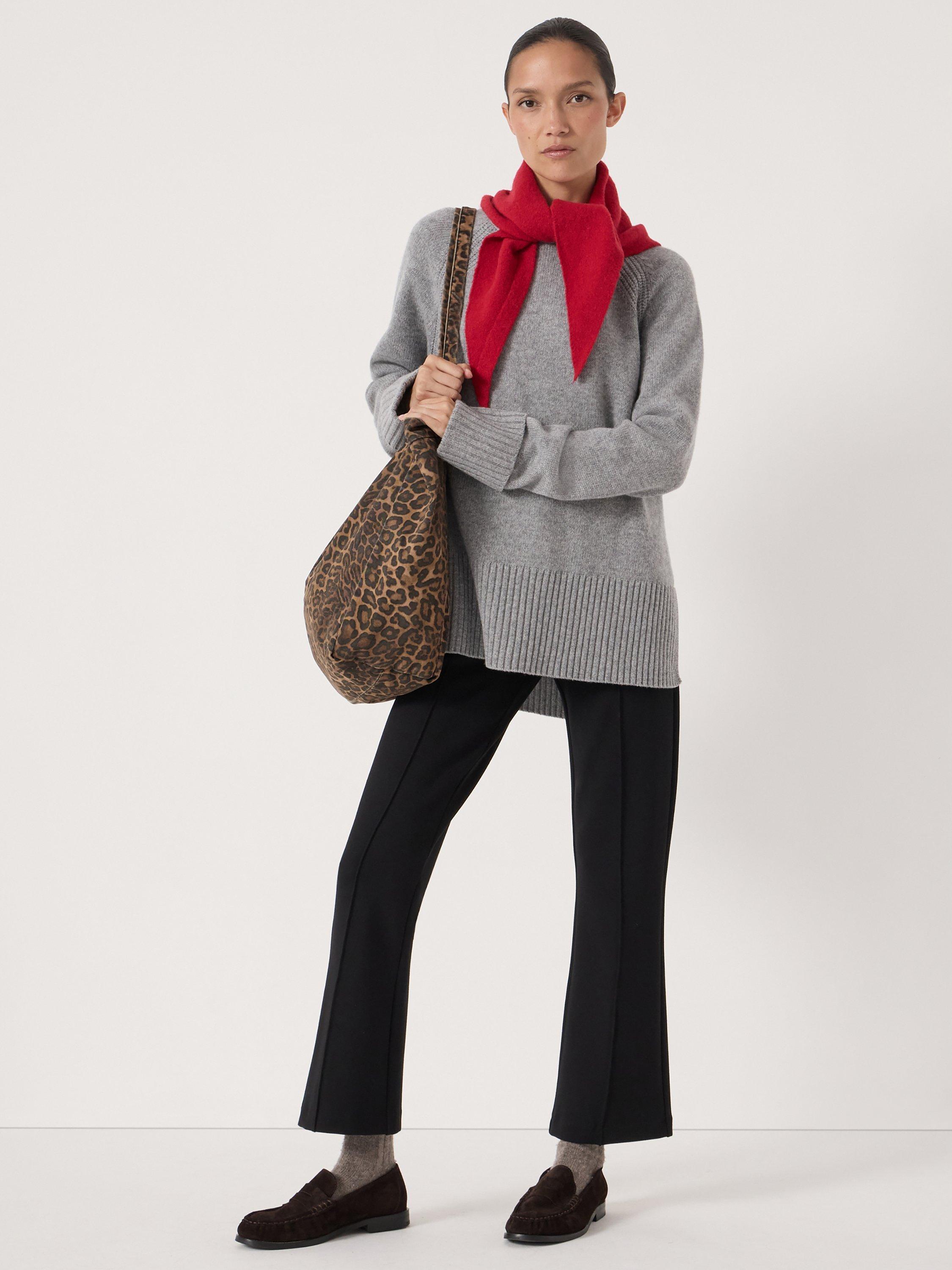 Product image 1 of 6, which shows HUSH Longline Merino Wool Jumper, Mid Grey Marl, L-XL