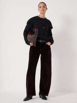 HUSH Wool Blend Fringe Crew Neck Jumper - view 2, Black