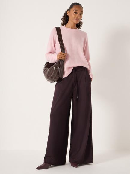 HUSH Jasmine Cashmere Blend Round Neck Jumper, Blush Pink