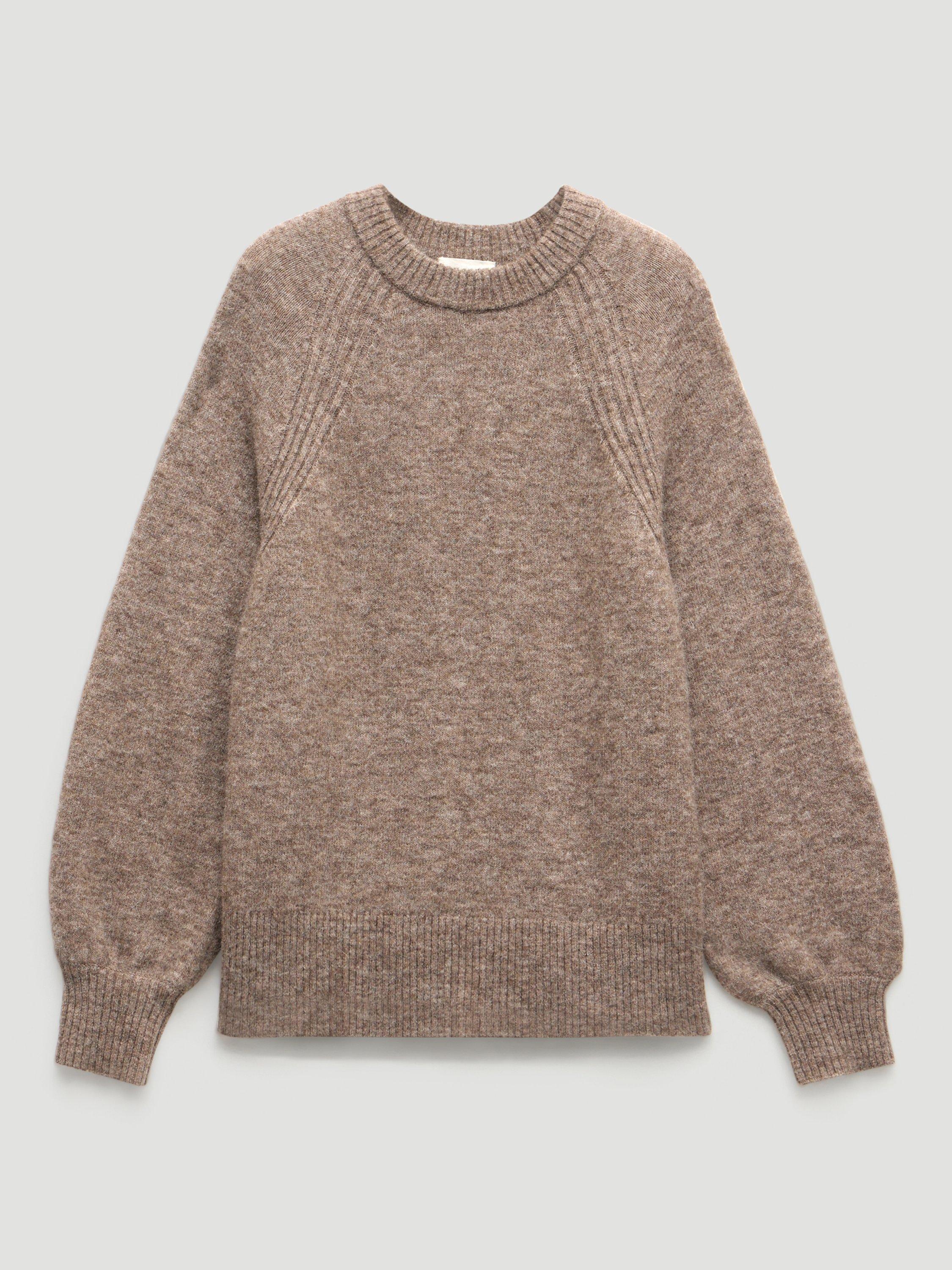 Product image 1 of 1, which shows HUSH Lorna Wool Blend Round Neck Jumper, Antler Brown, XS-S