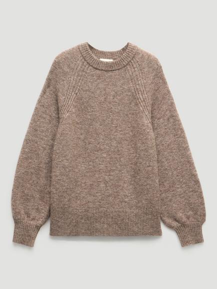 HUSH Lorna Wool Blend Round Neck Jumper, Antler Brown