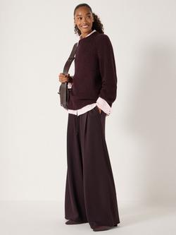 HUSH Lorna Wool Blend Round Neck Jumper - view 2, Burgundy Red