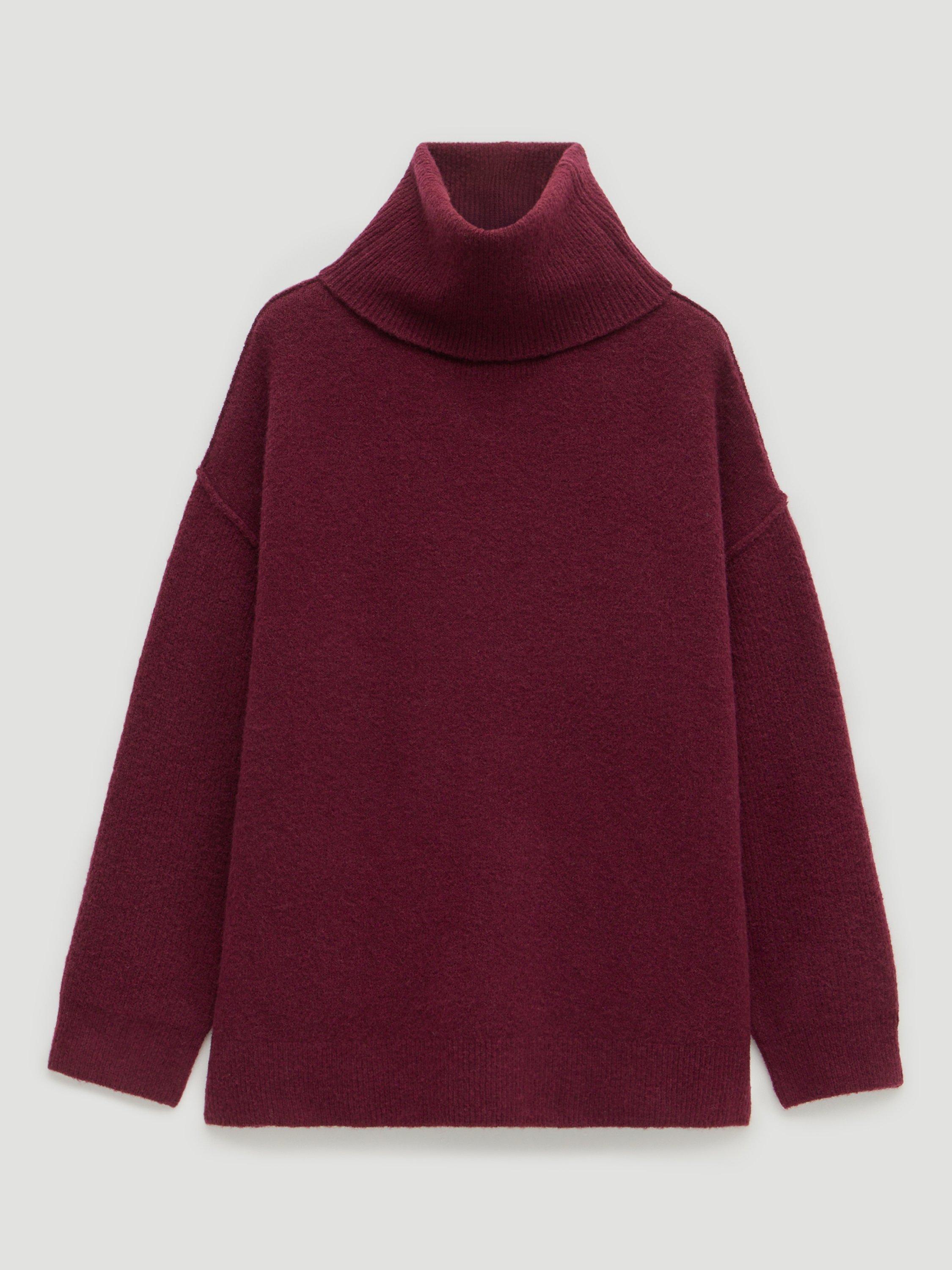 Product image 4 of 5, which shows HUSH Meryl Roll Neck Wool Blend Jumper, Burgundy Red, S-M