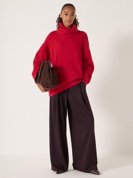 HUSH Meryl Roll Neck Wool Blend Jumper, Fiery Red