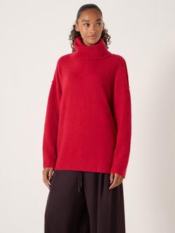 HUSH Meryl Roll Neck Wool Blend Jumper - view 2, Fiery Red