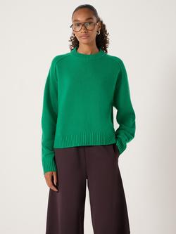 HUSH Nina Pure Merino Wool Crop Jumper, Bright Green
