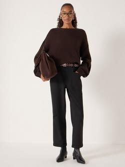 HUSH Whitney Whipstitch Knitted Jumper - view 2, Dark Brown