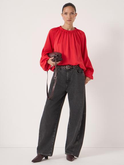 HUSH Balloon Sleeve Blouse, Fiery Red, Fiery Red