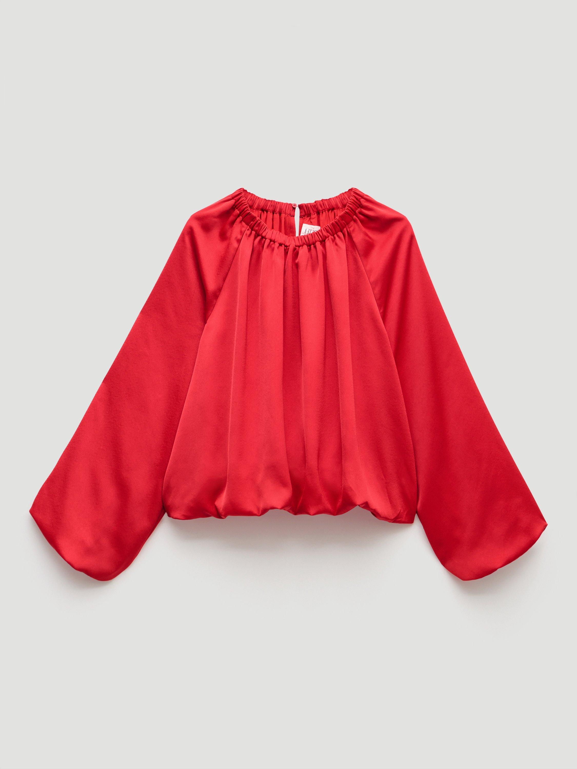Product image 4 of 5, which shows HUSH Balloon Sleeve Blouse, Fiery Red, L-XL