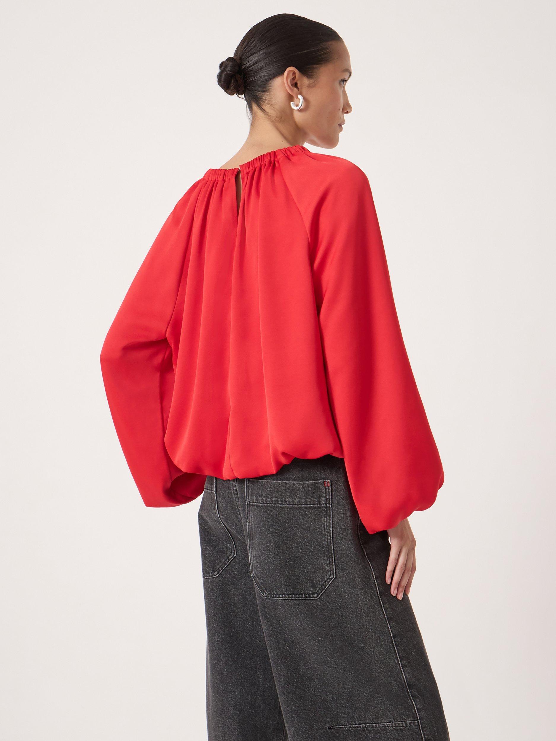Product image 5 of 5, which shows HUSH Balloon Sleeve Blouse, Fiery Red, L-XL