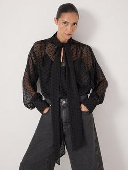 HUSH Long Sleeve Polka Dot Blouse, Black - view 2, Black