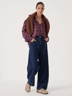 HUSH V Neck Floral Print Blouse, Purple - view 2, Purple