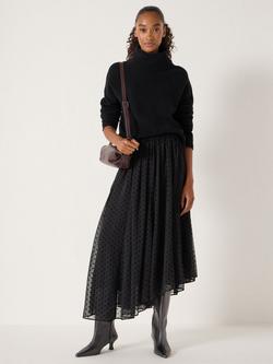 HUSH Asymmetric Polka Dot Midi Skirt, Black - view 2, Black