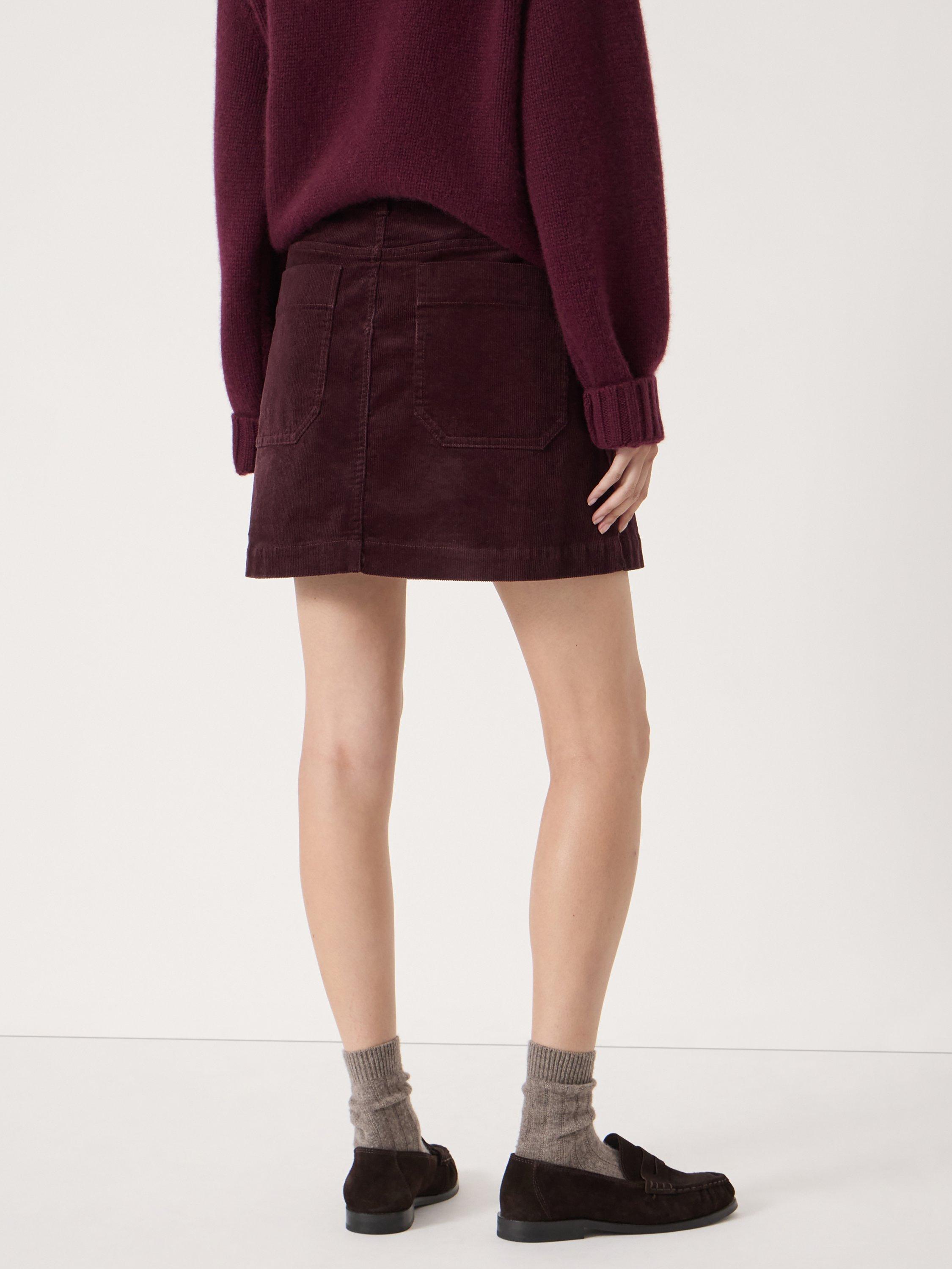 Product image 5 of 5, which shows HUSH Corduroy Mini Skirt, Burgundy Purple, 10