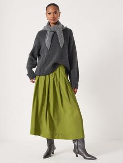 HUSH Ivy Airflow Pleated Midi Skirt - view 2, Olive Green