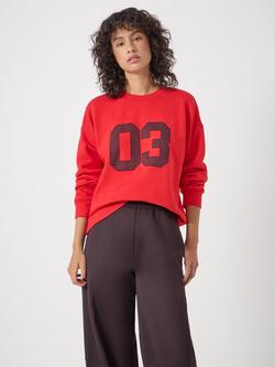 HUSH Collegiate Cotton Crew Neck Jumper, Bright Red