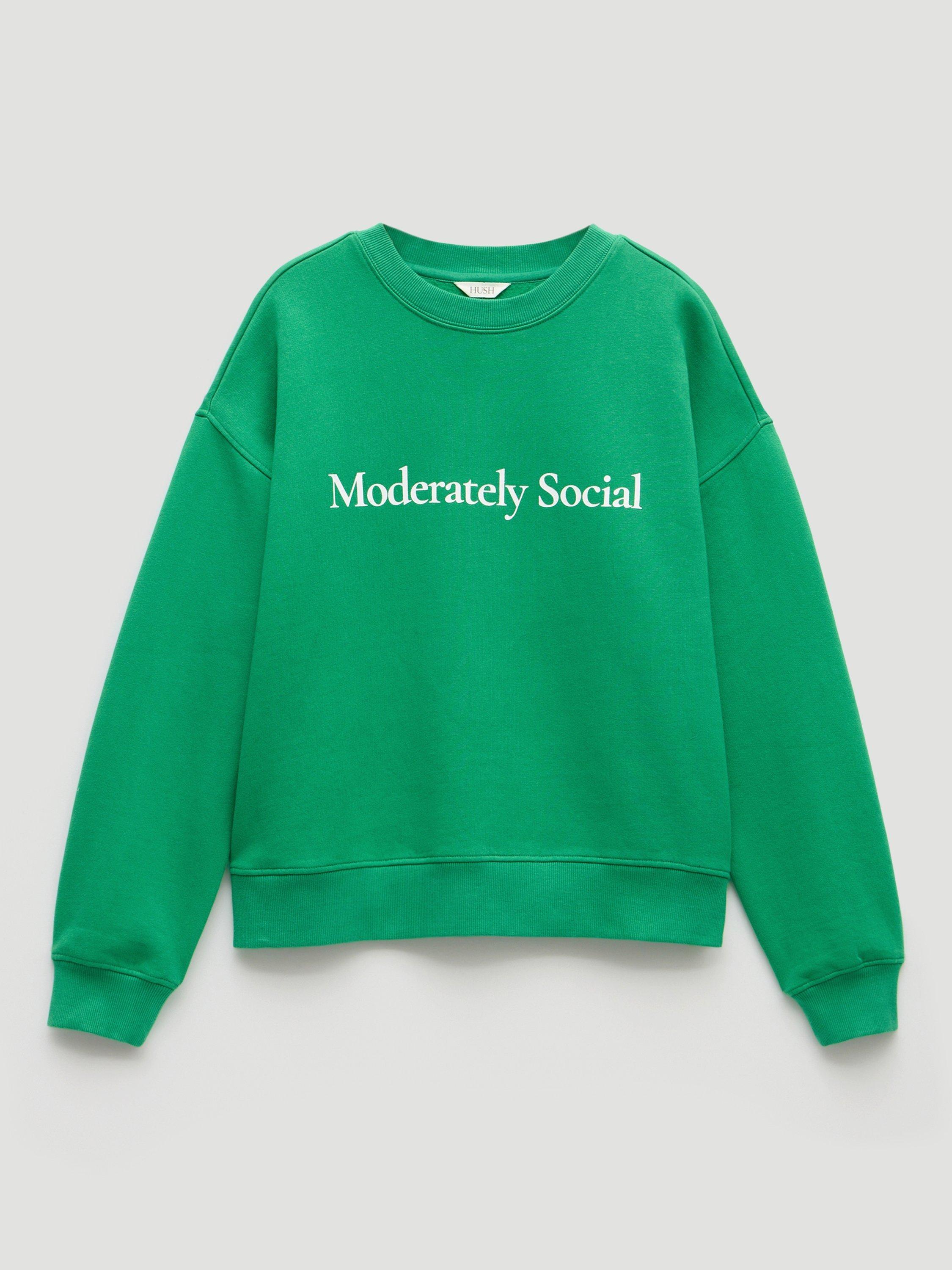 Product image 4 of 4, which shows HUSH Cotton Graphic Crew Neck Jumper, Bright Green, L-XL