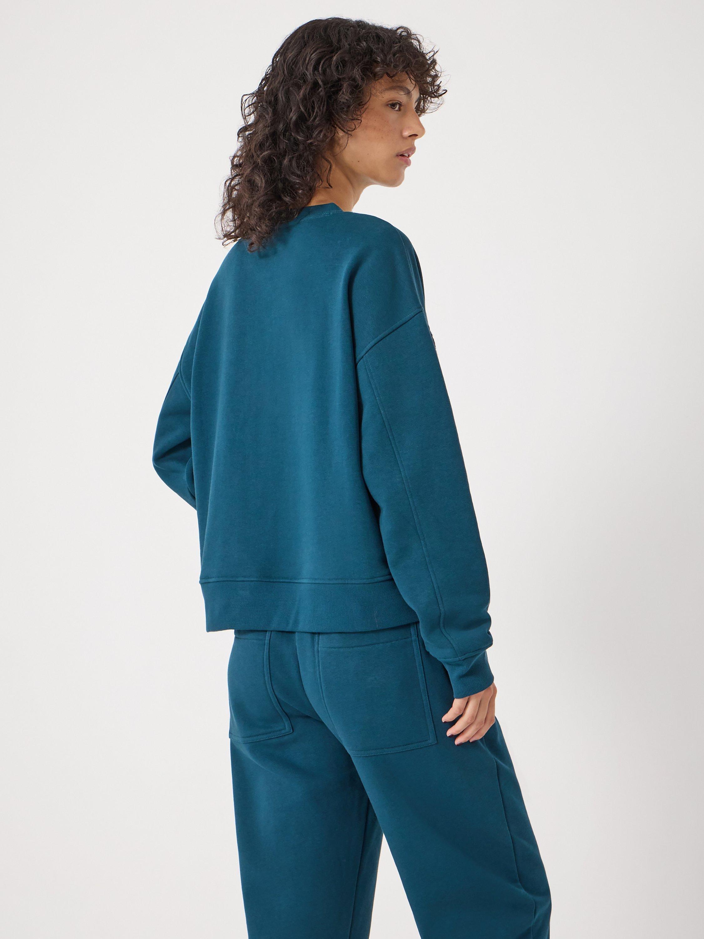 Product image 5 of 5, which shows HUSH Cotton Graphic Crew Neck Jumper, Teal Blue, XS-S