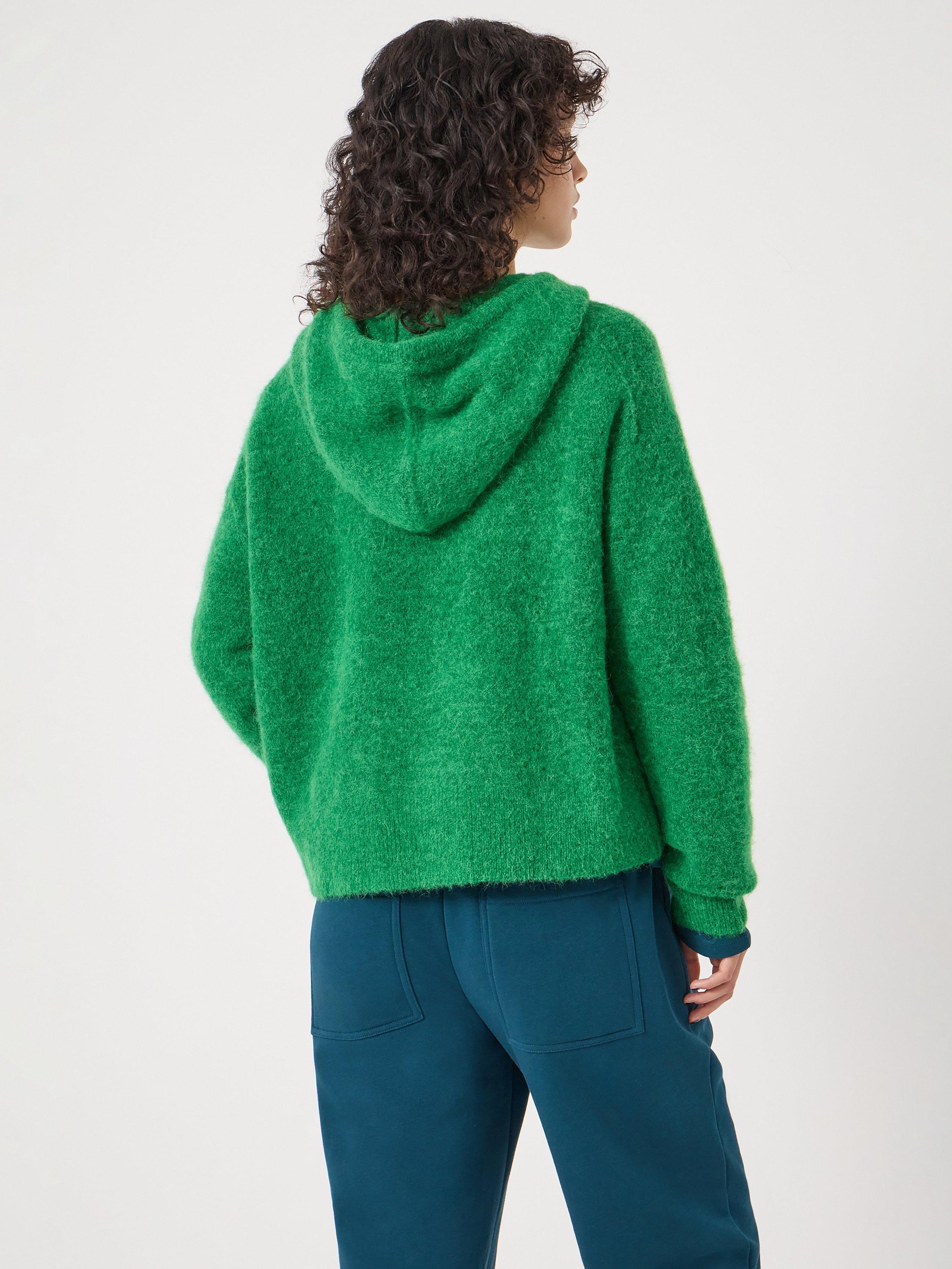 Product image 3 of 6, which shows HUSH Hazel Relaxed Wool Blend Hoodie, Bright Green, L-XL