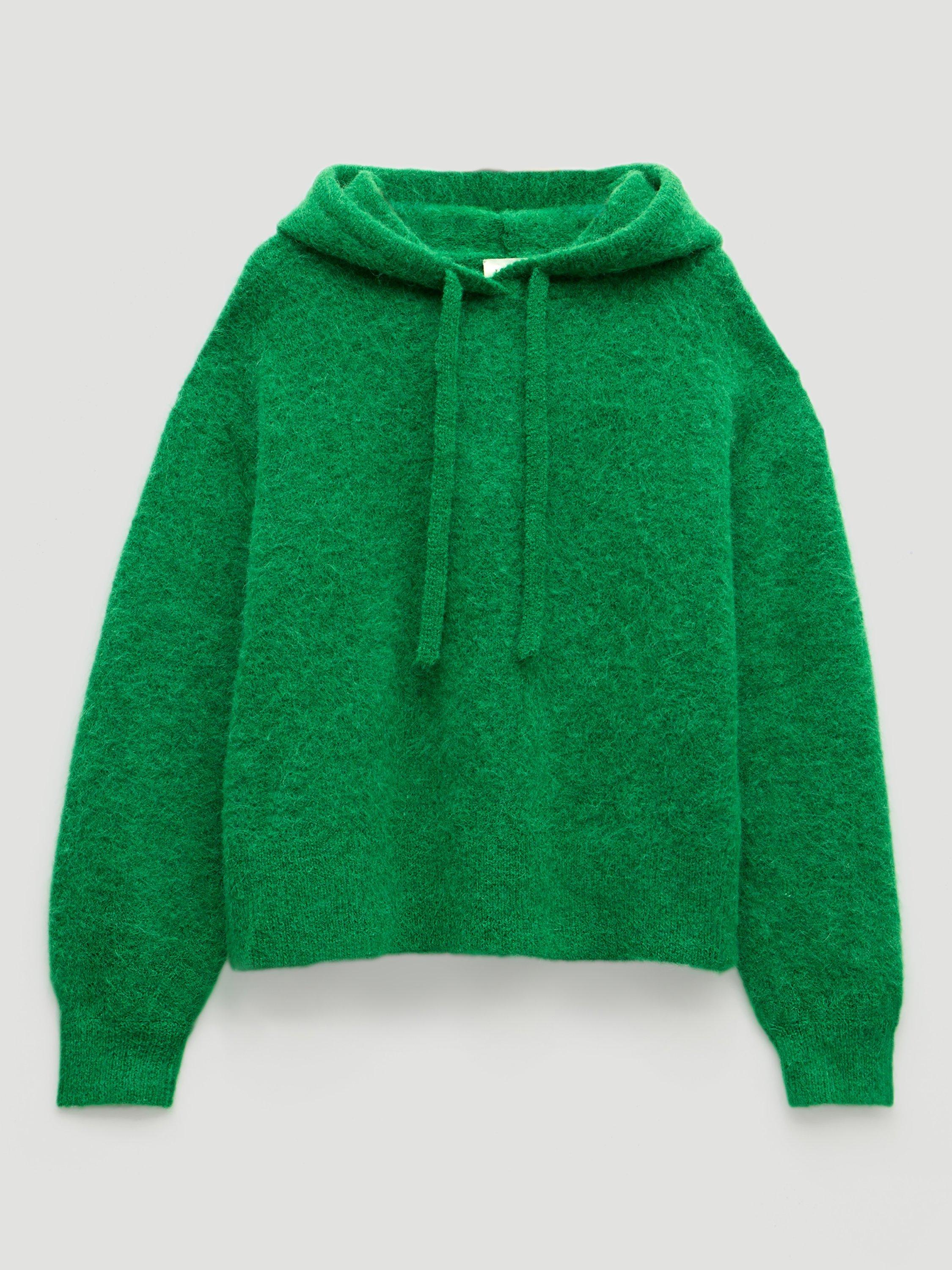 Product image 4 of 6, which shows HUSH Hazel Relaxed Wool Blend Hoodie, Bright Green, L-XL