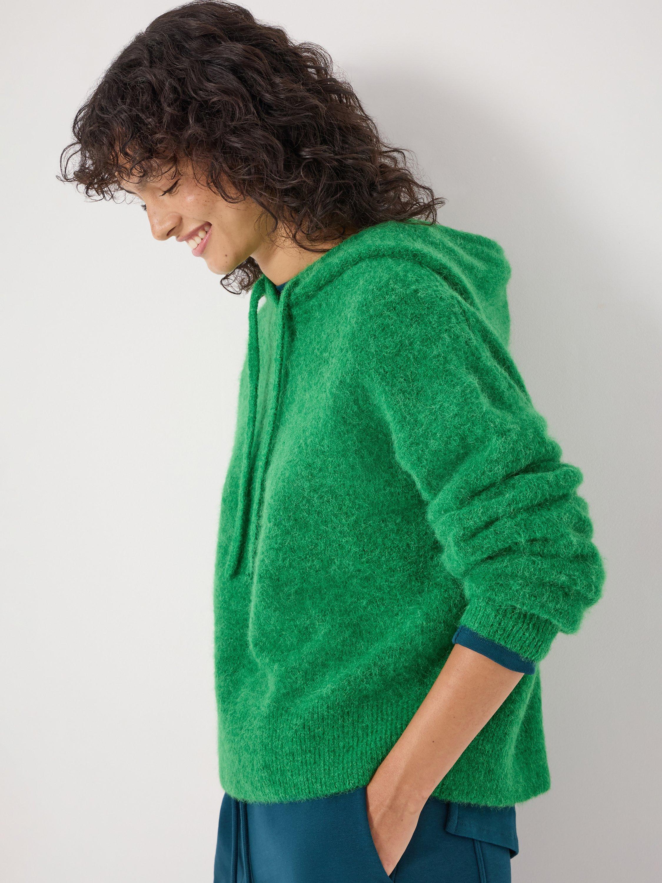 Product image 5 of 6, which shows HUSH Hazel Relaxed Wool Blend Hoodie, Bright Green, L-XL