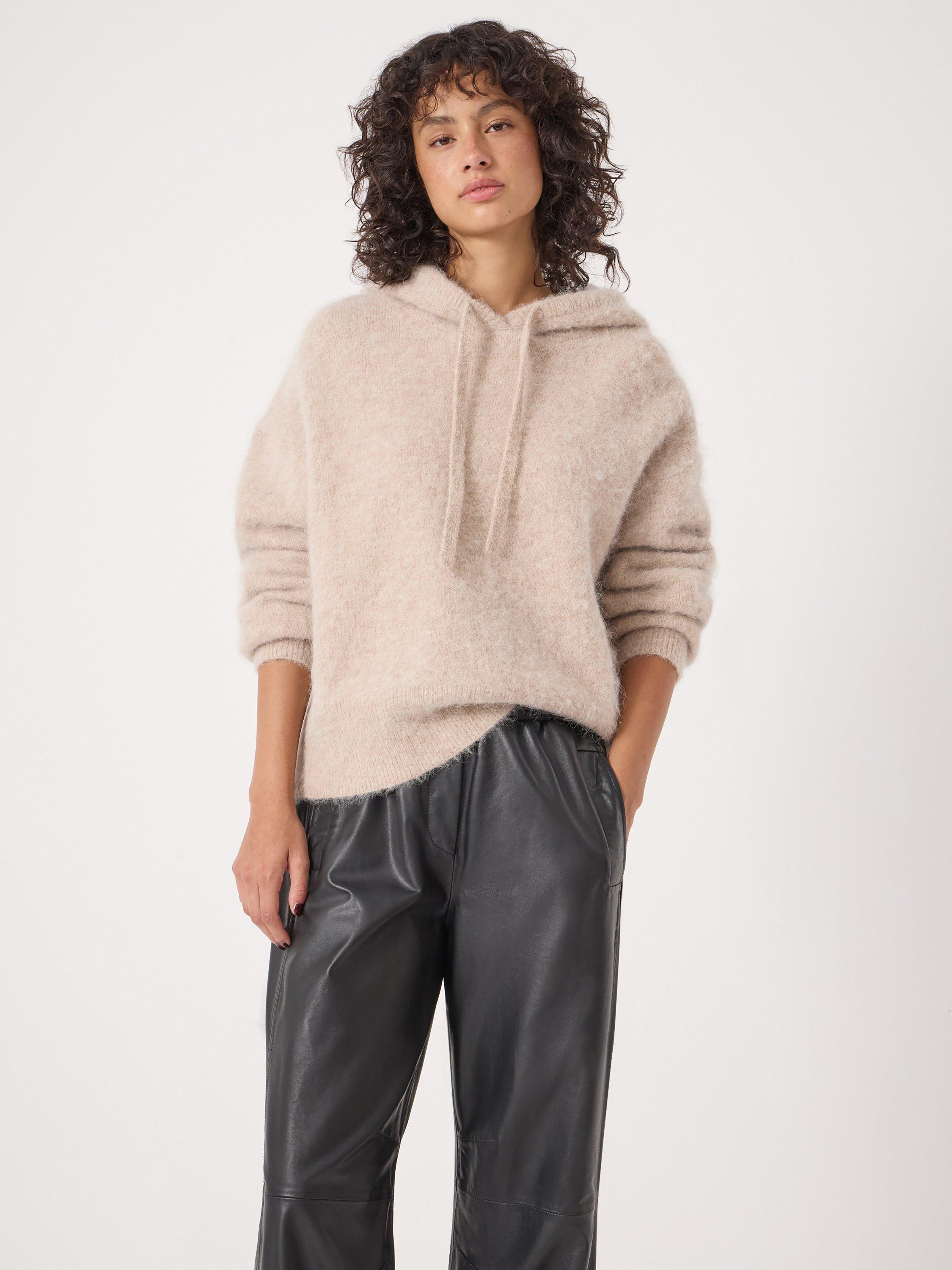 Product image 1 of 4, which shows HUSH Hazel Relaxed Wool Blend Hoodie, Oatmeal Marl, XS-S