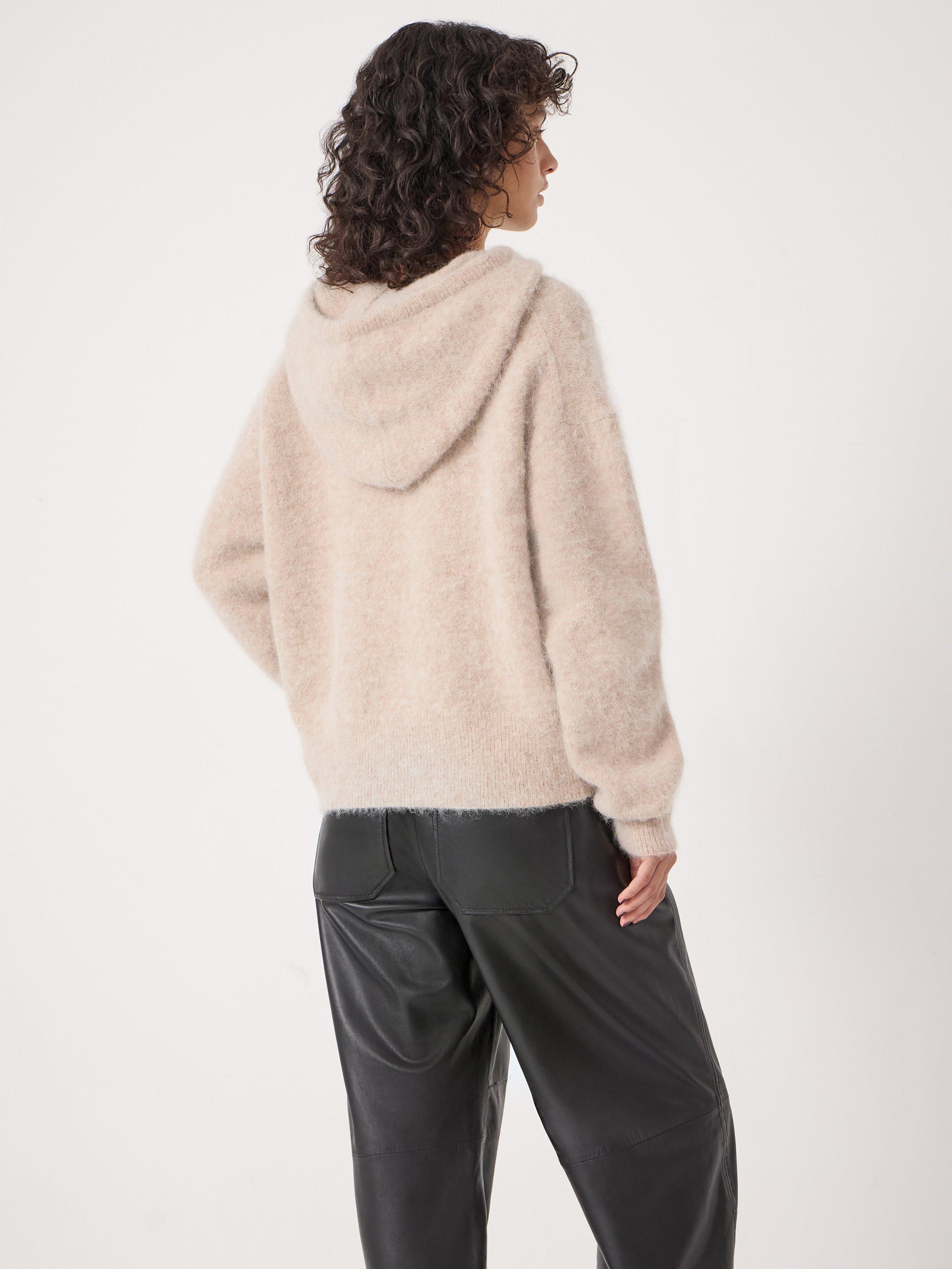 Product image 3 of 4, which shows HUSH Hazel Relaxed Wool Blend Hoodie, Oatmeal Marl, XS-S