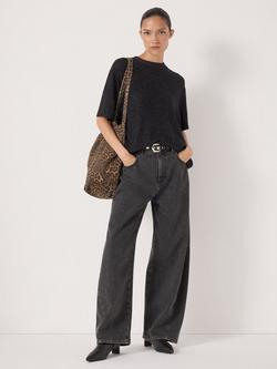 HUSH Elle Textured Short Sleeve Crew Neck T-Shirt - view 2, Black