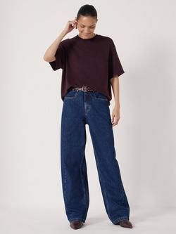 HUSH Elle Textured Short Sleeve Crew Neck T-Shirt, Plum Purple