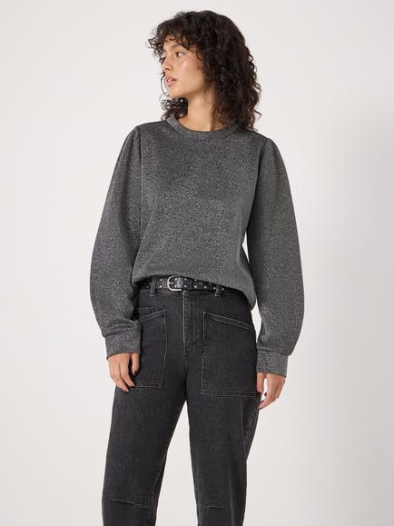 HUSH Emily Sparkle Long Sleeve Top, Gunmetal Grey - view 2, Gunmetal Grey