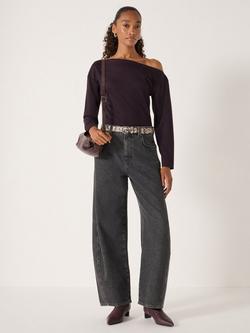 HUSH Cotton Asymmetric Neck Blouse, Burgundy Purple