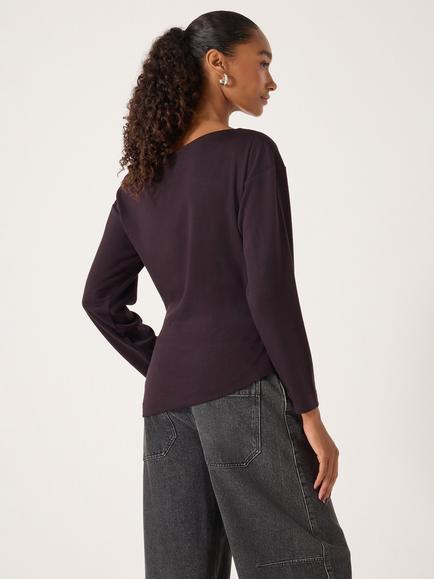 HUSH Cotton Asymmetric Neck Blouse - view 2, Burgundy Purple