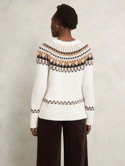 Hobbs Anya Fair Isle Wool Blend Jumper, Ivory/Camel - view 2, Ivory/Camel